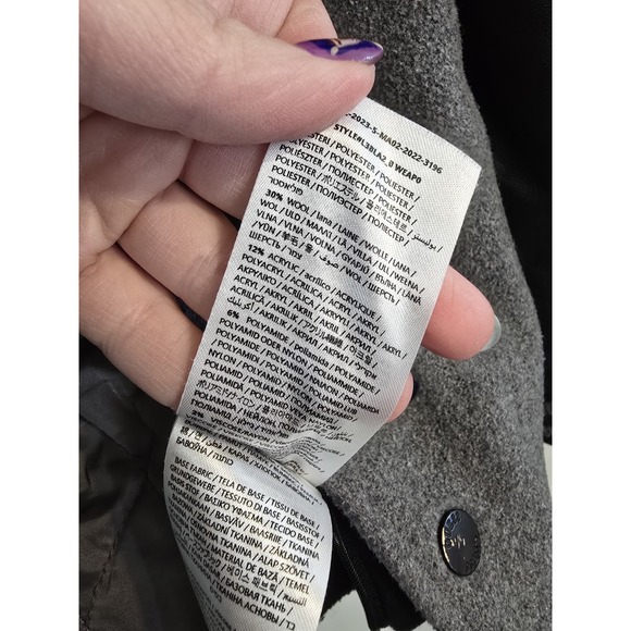 GUESS Boys Youth Varsity Wool Blend Hooded Jacket Full Zip Black & Gray Size 7 - Picture 10 of 10